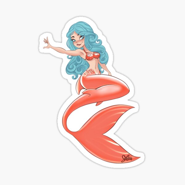 Blue-haired Koi Mermaid Sticker
