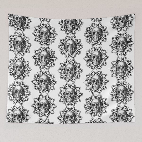 Item preview, Skull Flower, black, use it on white fabric! designed and sold by Pati-Onirie.