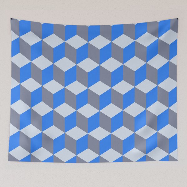 Item preview, Isometric Cube Pattern Dark Blue Grey Geometric Art Cut Out designed and sold by taiche.