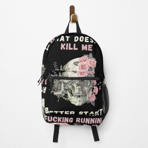 Item preview, What Doesn't Kill me Better Start Running. Funny motivational quote, perfect for soldiers, veterans, warriors or patriots who loves working out at the gym. Halloween gift for your son, dad, grandad designed and sold by Saffire6.