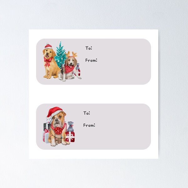 Item preview, Cute Watercolor Dogs Christmas Present Labels Holiday Gift Tags Bundle Pack 5D designed and sold by Cawaiico.