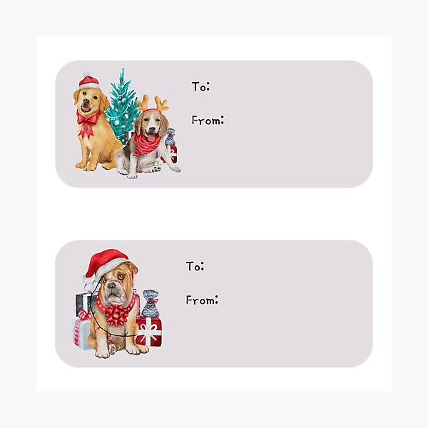 Item preview, Cute Watercolor Dogs Christmas Present Labels Holiday Gift Tags Bundle Pack 5D designed and sold by Cawaiico.