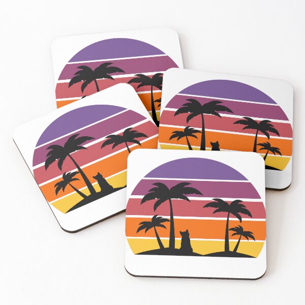 Item preview, Classic sunset with cat and palm trees designed and sold by catladyjoy.