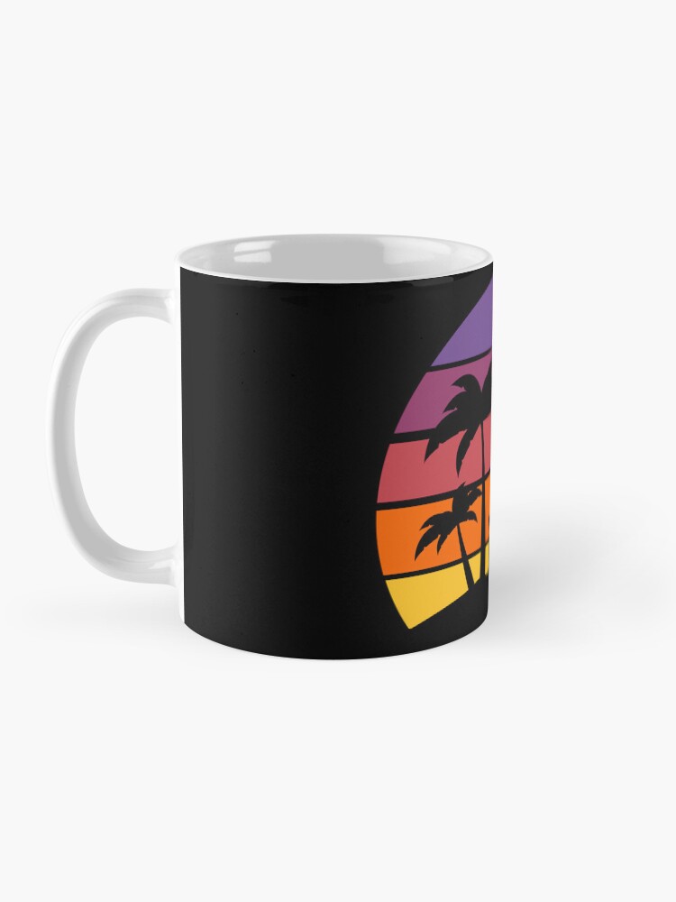 Thumbnail 3 of 6, Coffee Mug, Classic sunset with cat and palm trees designed and sold by catladyjoy.