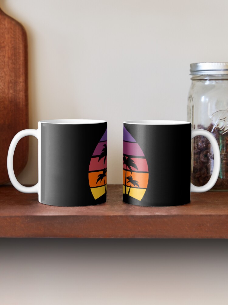 Thumbnail 2 of 6, Coffee Mug, Classic sunset with cat and palm trees designed and sold by catladyjoy.