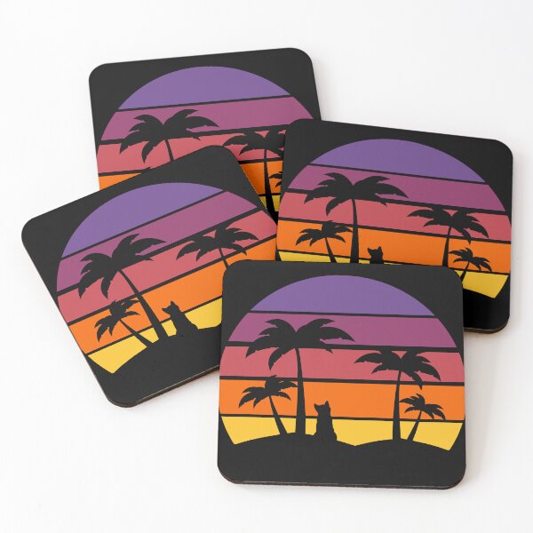 Item preview, Classic sunset with cat and palm trees designed and sold by catladyjoy.