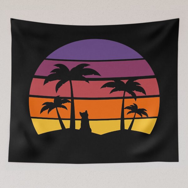 Item preview, Classic sunset with cat and palm trees designed and sold by catladyjoy.