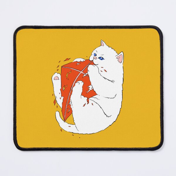 Item preview, Cat & Kite (White Cat & Orange Kite) designed and sold by breathlessmouse.