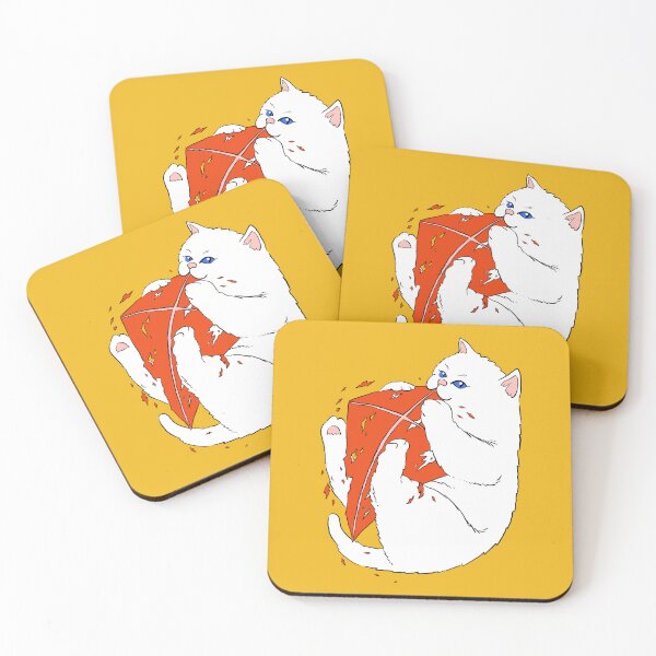 Item preview, Cat & Kite (White Cat & Orange Kite) designed and sold by breathlessmouse.