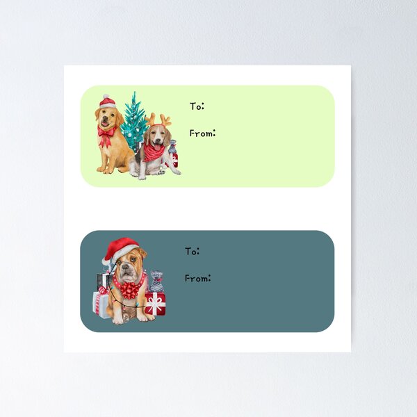 Item preview, Cute Watercolor Dogs Christmas Present Labels Holiday Gift Tags Bundle Pack 6D designed and sold by Cawaiico.
