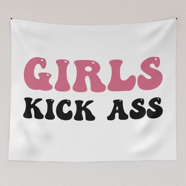 Item preview, Girls Kick Ass Pink Writing text.. Funny motivational, perfect for females / feminists who celebrate inspirational quotes for women. Gift for your mom, daughter, sister or friend who loves mila kunis designed and sold by Saffire6.