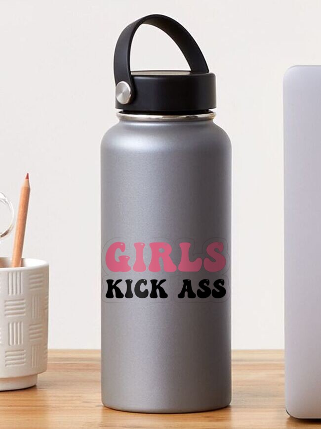 Hey girl! You are awesome - cute feminism humor sayings typography  illustration Water Bottle by Cute Little Text