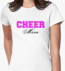 Cheer Mom Typography in Pink and Black Women's Fitted T-Shirt