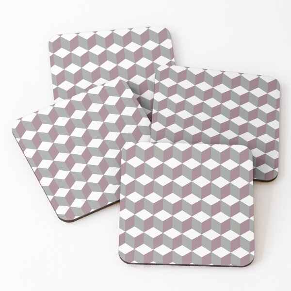 Item preview, Isometric Cube Pattern Pink Grey Geometric Art Cut Out designed and sold by taiche.