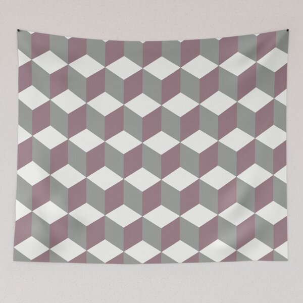 Item preview, Isometric Cube Pattern Pink Grey Geometric Art Cut Out designed and sold by taiche.