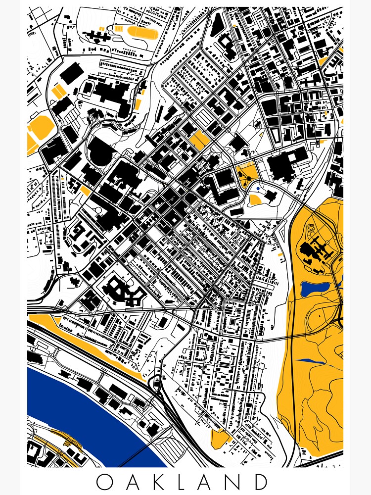 Modern Map Of Oakland Pittsburgh LIGHT Sticker For Sale By   Bg,f8f8f8 Flat,750x,075,f Pad,750x1000,f8f8f8 