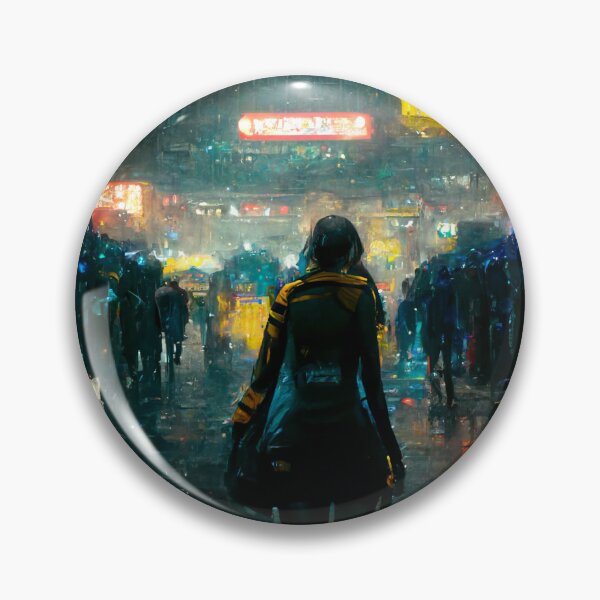 Item preview, Cyberpunk Woman In Crowded Market designed and sold by CyberStreetArt.