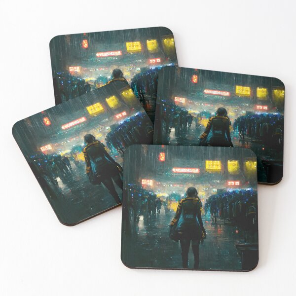Item preview, Cyberpunk Woman In Crowded Market designed and sold by CyberStreetArt.