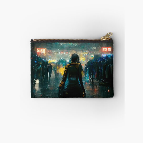 Item preview, Cyberpunk Woman In Crowded Market designed and sold by CyberStreetArt.