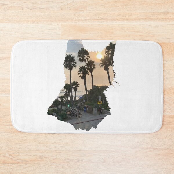Item preview, Sunset View Beach Palm Trees Cat designed and sold by kryative.