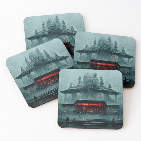 Item preview, Cyberpunk Buddhist Temple Rainy designed and sold by CyberStreetArt.