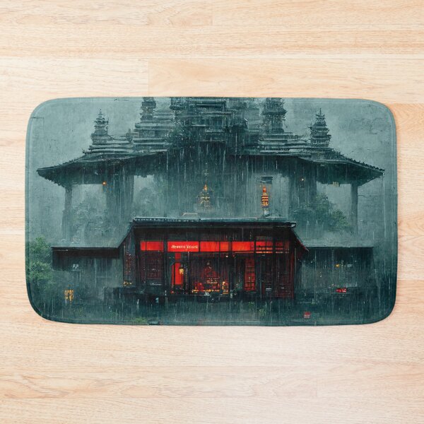 Item preview, Cyberpunk Buddhist Temple Rainy designed and sold by CyberStreetArt.