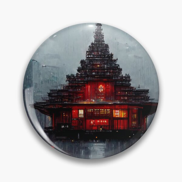 Item preview, Cyberpunk Buddhist Rain Temple designed and sold by CyberStreetArt.