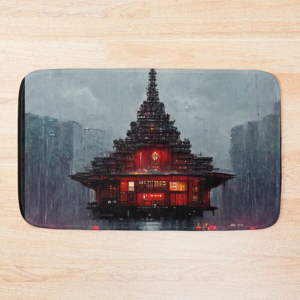 Item preview, Cyberpunk Buddhist Rain Temple designed and sold by CyberStreetArt.