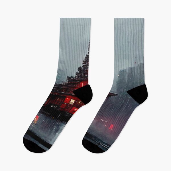 Item preview, Cyberpunk Buddhist Rain Temple designed and sold by CyberStreetArt.