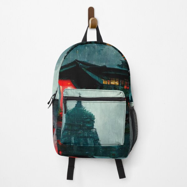Item preview, Cyberpunk Buddhist Temple in Rain designed and sold by CyberStreetArt.