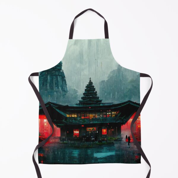 Item preview, Cyberpunk Buddhist Temple in Rain designed and sold by CyberStreetArt.