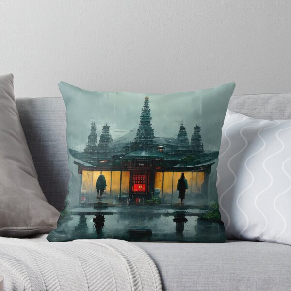 Item preview, Buddhist Cyberpunk Rain Temple designed and sold by CyberStreetArt.