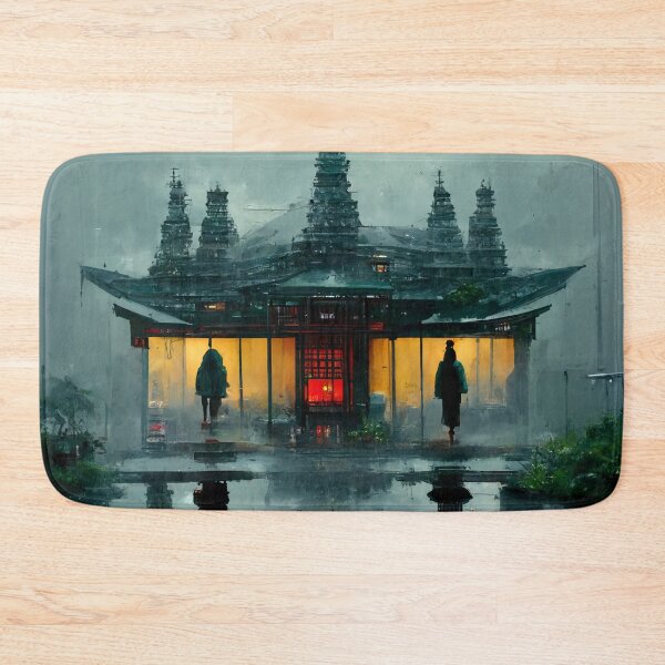 Item preview, Buddhist Cyberpunk Rain Temple designed and sold by CyberStreetArt.