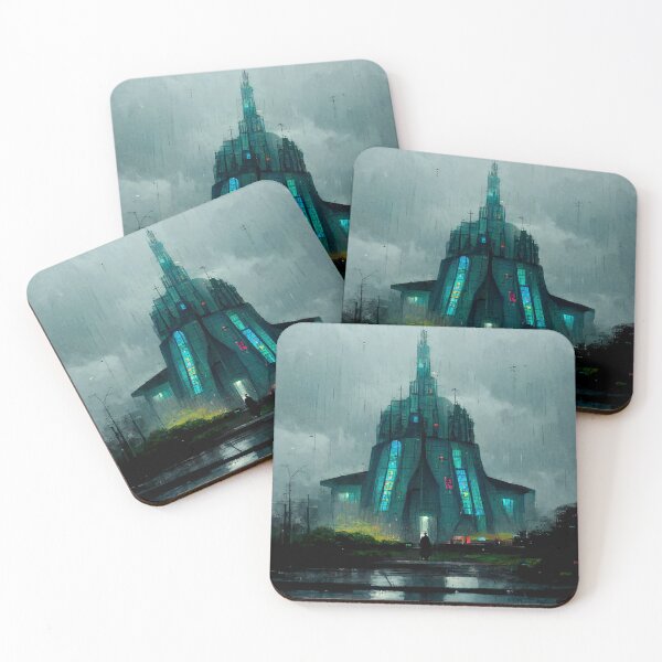 Item preview, Cyberpunk Church in the rain designed and sold by CyberStreetArt.