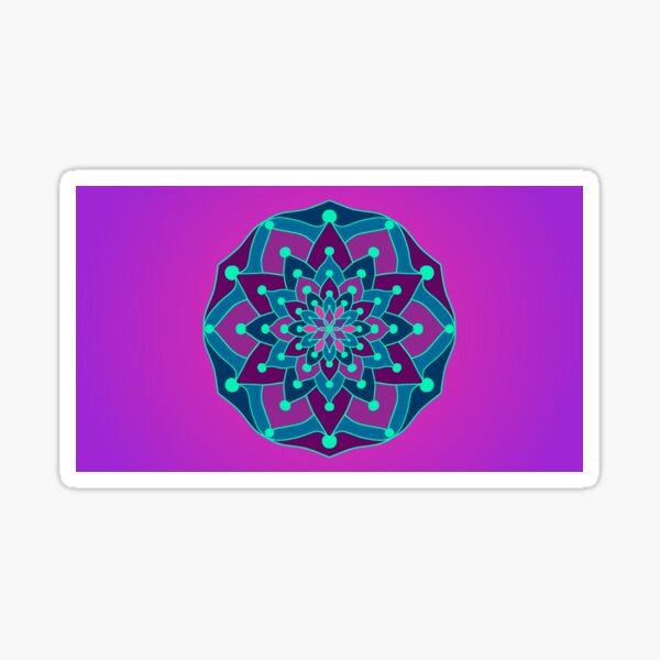 Vista previa del artículo con la obra «Mandala de flor de loto púrpura y turquesa», diseñado y vendido por FlyingElephant.