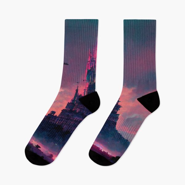 Item preview, Cyberpunk Castle At Sunset designed and sold by CyberStreetArt.