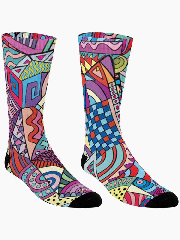 Thumbnail 3 of 5, Socks, Abstract art Color Geometry Pattern designed and sold by peerlessdesign3.