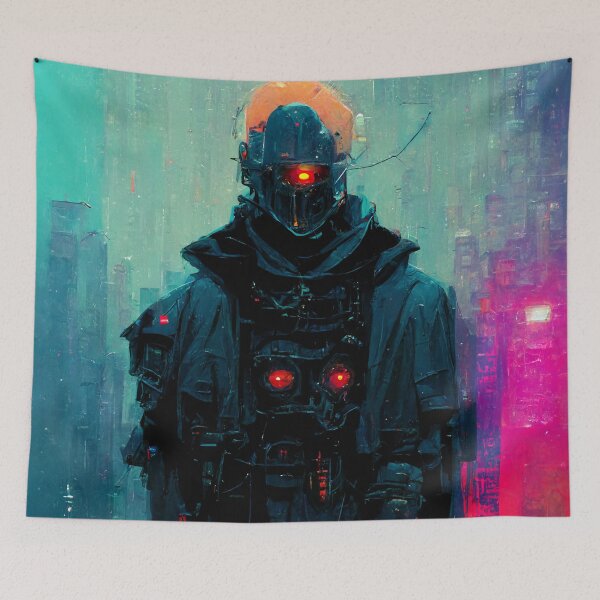 Item preview, Cyberpunk Knight Stylized Portrait designed and sold by CyberStreetArt.