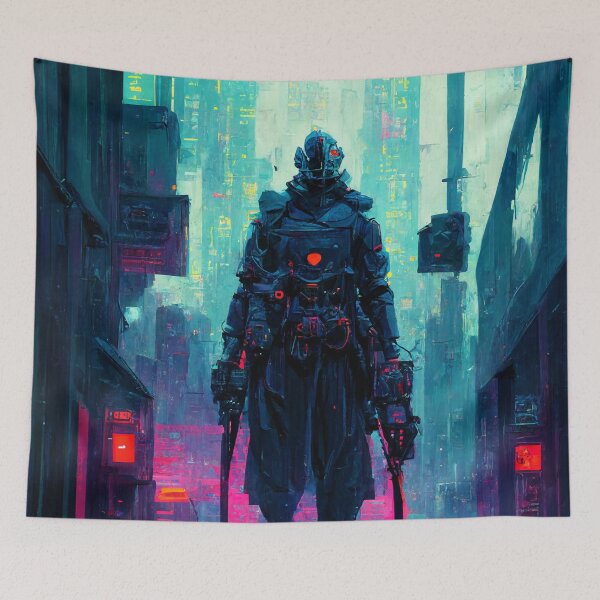 Item preview, Cyberpunk Warrior In The Streets designed and sold by CyberStreetArt.