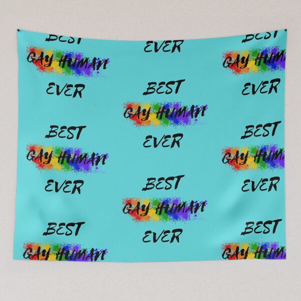 Item preview, Best Gay Human Ever Rainbow Color Splash For Non-binary Folks In Cyan designed and sold by LuckyKermit.