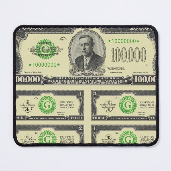 Item preview, Fictional obverse of a US 100,000 dollars gold certificate. Four 25,000 coupons. Valuable paper. Wilson designed and sold by GAleksS.