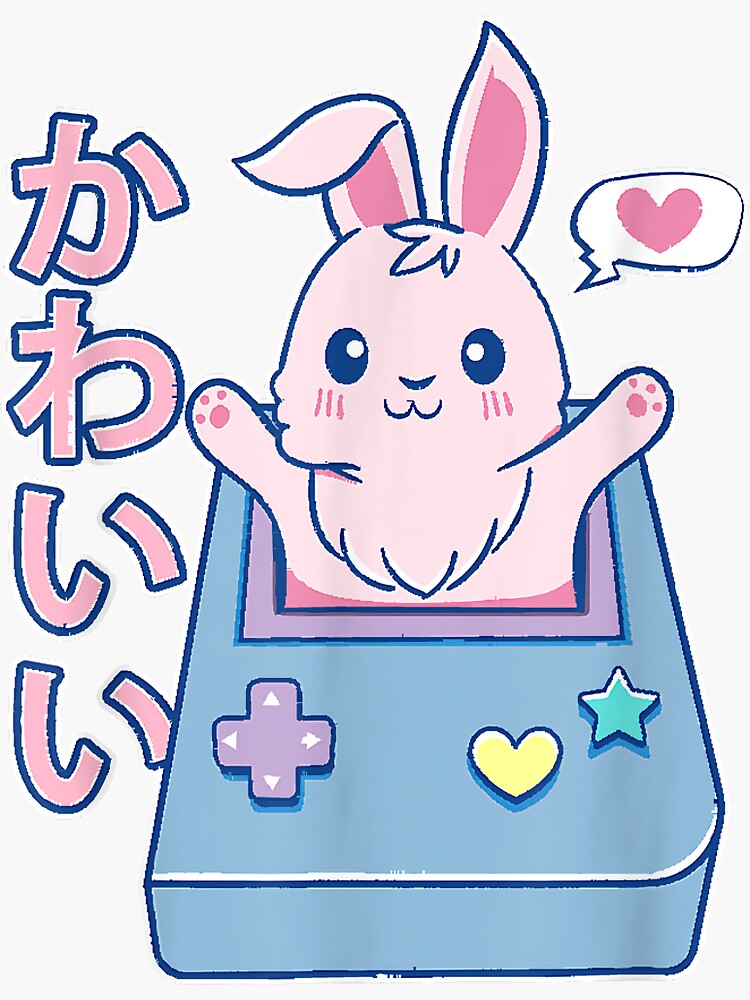 "kawaii gamer bunny Rabbit Pastel Cute TShirt" Sticker for Sale by