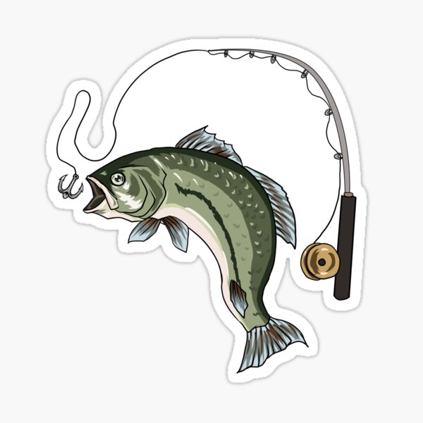 Fishing hook with gone fishing text Sticker for Sale by Drawing Tees