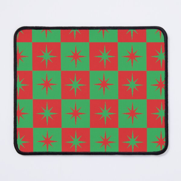 Item preview, Christmas Retro stars on red and green checkerboards pattern  designed and sold by Yasminepatterns .
