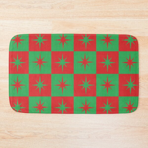 Item preview, Christmas Retro stars on red and green checkerboards pattern  designed and sold by Yasminepatterns .