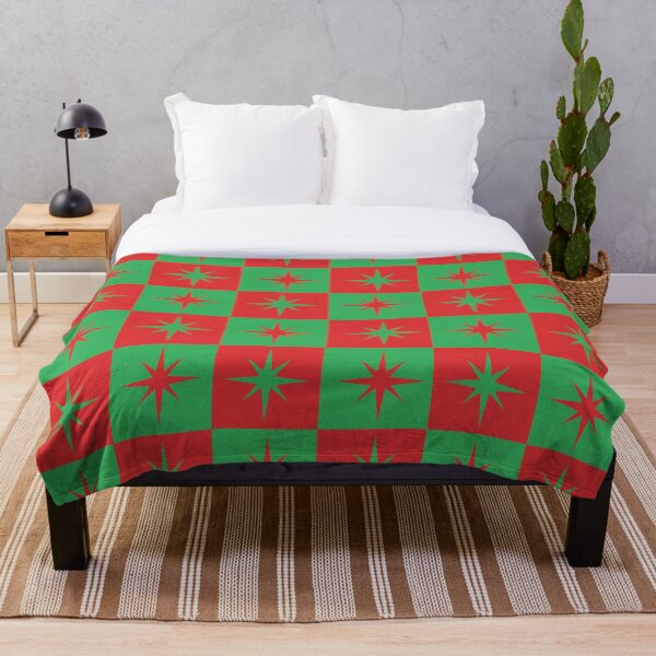 Item preview, Christmas Retro stars on red and green checkerboards pattern  designed and sold by Yasminepatterns .