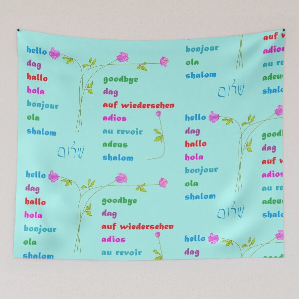 Item preview, hello, ola, hola, dag, bonjour greetings and salutations designed and sold by judy snyder.