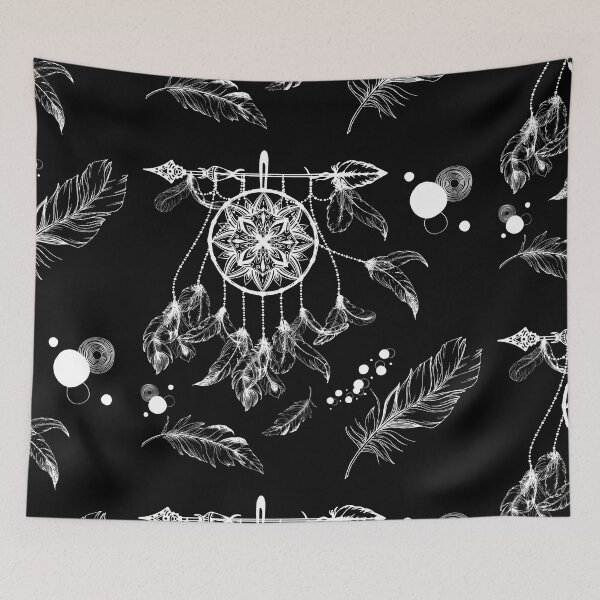 Item preview, Dream Catcher, feathers, beads, lucky charm, arrow, black, white, Star designed and sold by Ellecher23.
