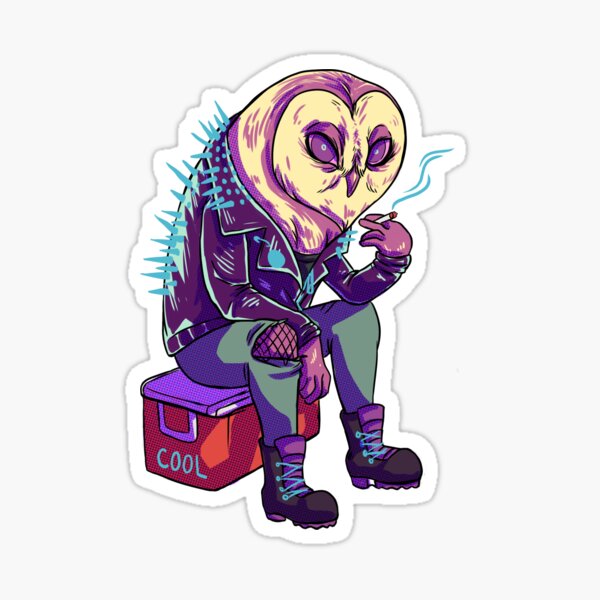 Barn owl bums a smoke Sticker