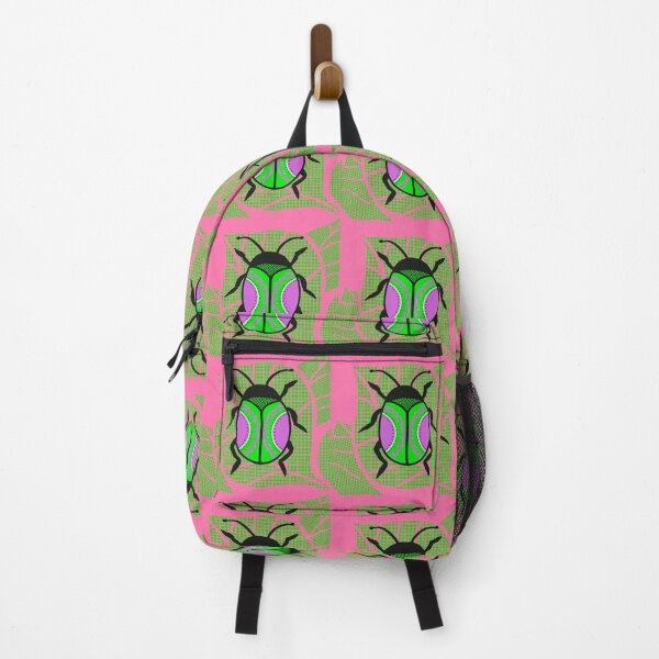 Item preview, Cute Bug Beetle black pink with green leaves child room designed and sold by WildCanyon.